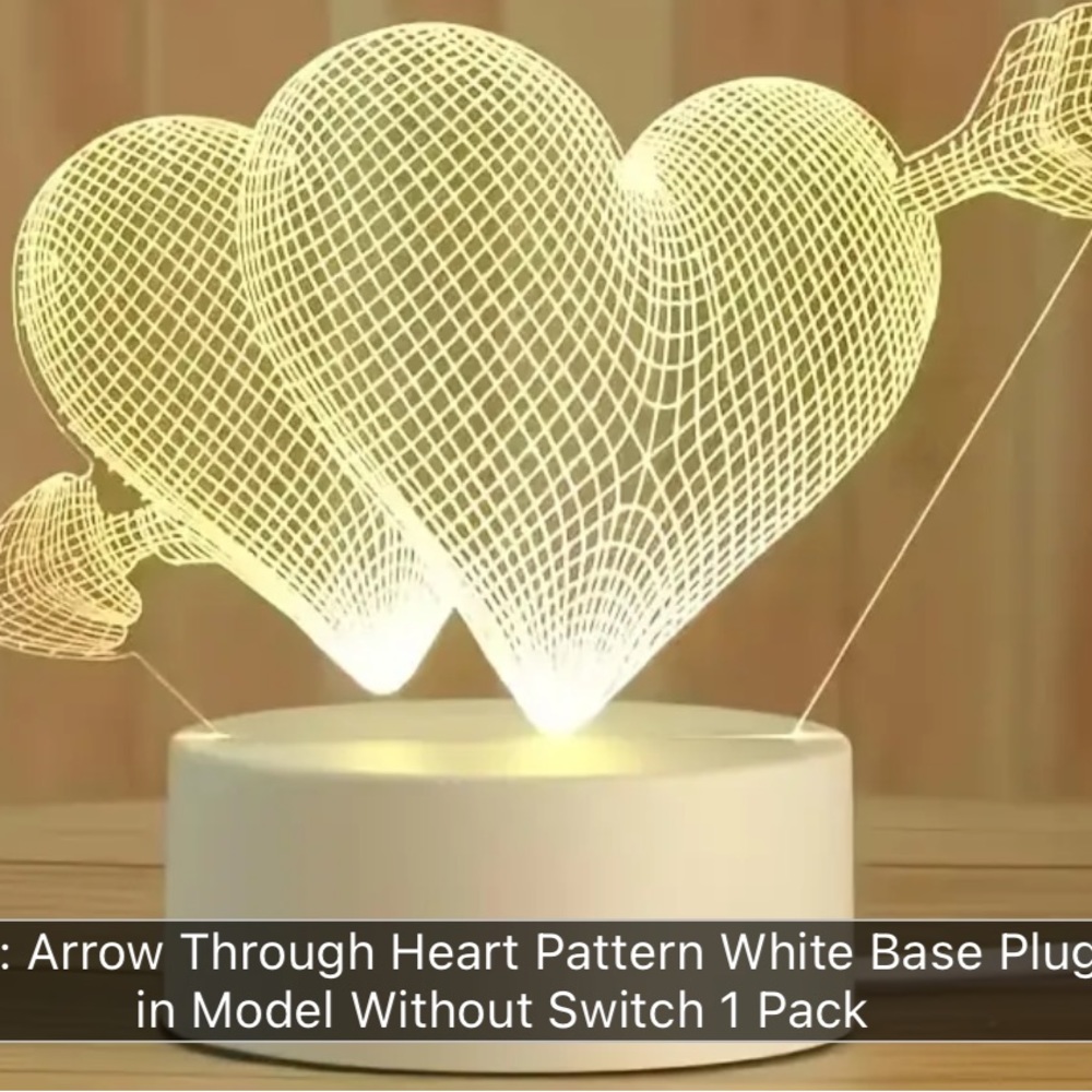 3D Night Light With Arrow-through-heart Pattern, USB Plug-in Lamp